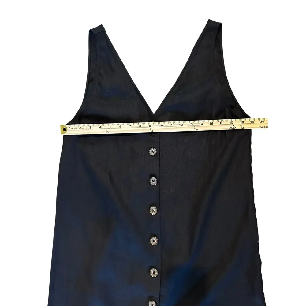 NWOT Reformation 100% Linen Black Button-Down Sleeveless Dress Size M QuietLux - Picture 7 of 9